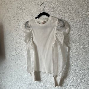White Puff-Sleeve Anthropology Top